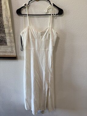 Forever 21 White Midi Slip Dress with Side Slit